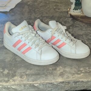 Adidas Women's White and Coral Sneakers